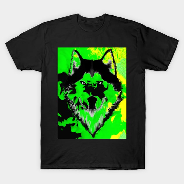 Wolf Portrait Abstract Design T-Shirt by vnteees1